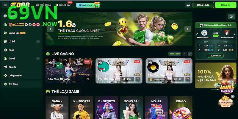 Hình ảnh trang chủ của nhà cái Fo88